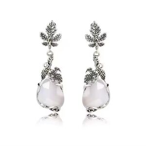 Earrings Women's Maple Leaf Vintage‎ White Stone New f44